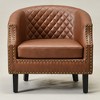 KINWELL 29 " W Tufted Faux Leather Barrel Chair PU Bar Club Chair - 3 of 4