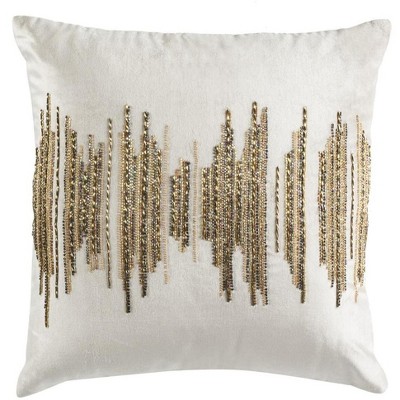 Photo 1 of SAFAVIEH Deston Darling Boho Sequin Beige/ Gold 20-inch Decorative Pillow