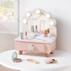 ROBOTIME Doll Furniture Pretend Makeup Table Set, Kid Dressing Table Toy, Dollhouse Furniture, Kid Gift for Girl, Pink, 6.2"*11.4"*13.8" - 4 of 4
