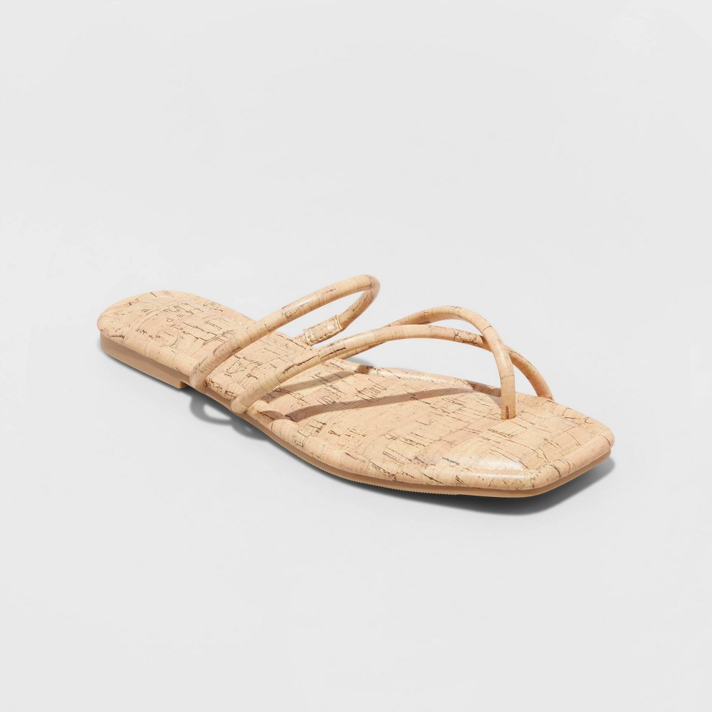 Women's Leon Slide Sandals - A New Day™ Tan 6.5