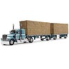 Peterbilt 389 36" Flat Top Sleeper w/Dual 28.5' Trailers with Hay Pacific Blue Met w/White 1/64 Diecast Model by DCP/First Gear - 2 of 3