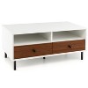 Yukimo 40" Modern Rectangle Coffee Table, Color Block Design with Storage Shelf and Drawers, Engineered Wood and MDF Construction - 2 of 4