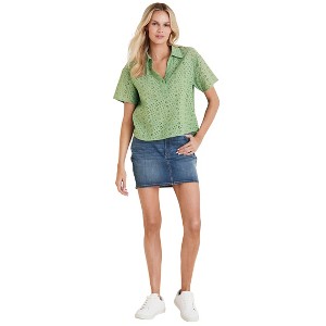 VENUS Womens Eyelet Button-Up Blouse - 1 of 3