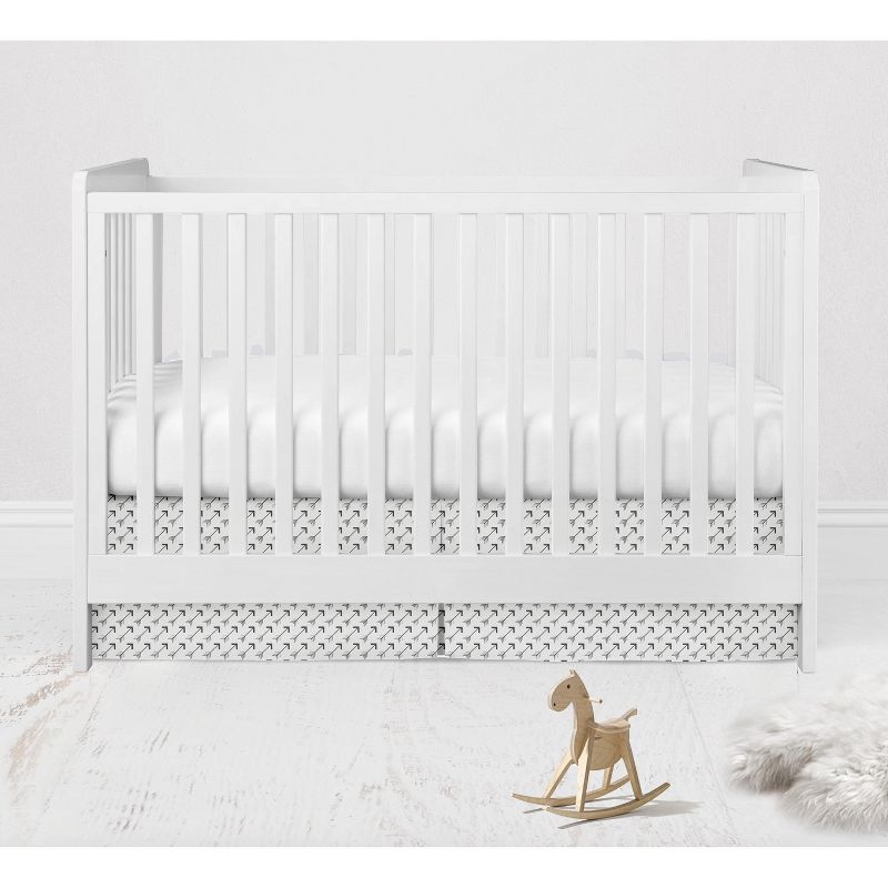 Bacati - Gray Arrows on white background Crib skirt, 1 of 4