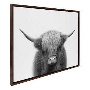 Kate and Laurel Sylvie Hey Dude Highland Cow BW Framed Canvas by The Creative Bunch Studio - 1 of 4