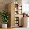 72" Tall Kitchen Pantry with Rattan Doors, Storage Cabinet Organizer with Adjustable Shelves, Freestanding Wooden Cupboard for Dining Room - 3 of 4