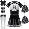 Joyfy Halloween Cheerleader Costume for Girls, Skull Spirit Halloween Outfit for Kids with Accessories - 2 of 4