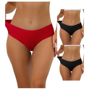 Allegra K Women's Unlined Comfortable No-Show Elastic Waist Briefs 3 Packs - 1 of 4