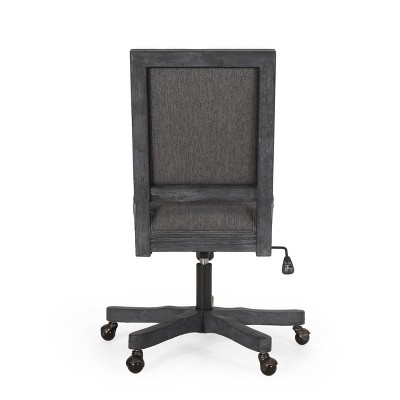 Charcoal Grey and Weathered Wood Rustic Swivel Office Chair