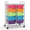 Gymax Stylish and Functional Organizer Cart Metal Frame Spacious Storage Easy Mobility Versatile Design Hot Pink/Macaron/Pink/Rainbow - 4 of 4