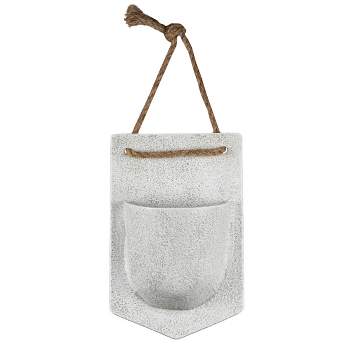 Sandy Pocket Wall Pot White Metal & Rope - Foreside Home & Garden