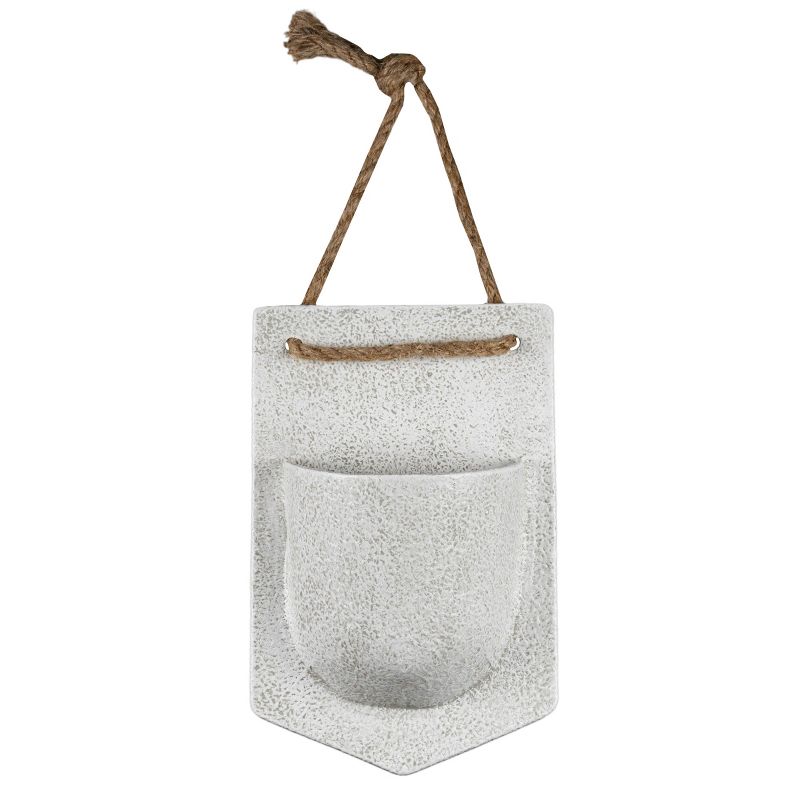 Sandy Pocket Wall Pot White Metal & Rope - Foreside Home & Garden, 1 of 7