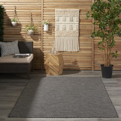 Charcoal 5' x 7' Flat Woven Synthetic Indoor/Outdoor Rug