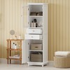 63 Inch High Bathroom Storage Cabinet with Independent Glass Door and Adjustable Shelf - 2 of 4