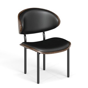 Bestier Dinning Chair Set of 2,Bentwood Living Room Chairs, PU Leather Ergonomic Kitchen Chairs Wooden Armless Chairs, Mid-Century Office Chairs,Black - 1 of 4