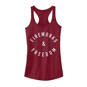 Juniors Womens Lost Gods Fourth of July  Fireworks & Freedom Racerback Tank Top - 1 of 3