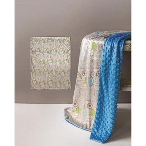 Manual Woodworkers and Weavers Stitch Happy Owl Blanket – 30"W x 40"L Mink Fleece, Soft Baby Throw with Whimsical Owl Design - 1 of 3