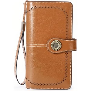 Wikineon Women's Leather Credit Card Holder Wristlet - RFID Blocking Technology for Identity Protection, Large Capacity Design Holds Cards - 1 of 4