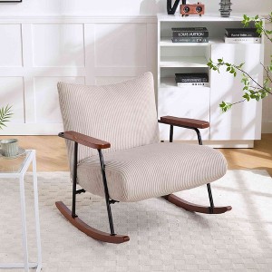 CAVINAS Linen Glider Rocking Chair with Mid-Height Backrest,Upholstered Rocking Chair,Nursery Accent Chair for Bedroom - 1 of 4