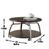 Kumasinova Elegant Mobile Coffee Table with Wheels,2-Tier Center Table with Laminate Tops&Black Nickel Base,Cocktail Table with Casters,Black - 3 of 3