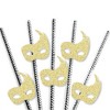 Big Dot of Happiness Gold Glitter Masks Party Straws - No-Mess Real Glitter Cut-Outs & Decorative Masquerade Mardi Gras Party Paper Straws - Set of 24 - 3 of 4