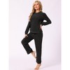 cheibear Women's Fuzzy Flannel Long Sleeve Sweatsuits with Sweater Pants 2 Piece Pajama Sets - 2 of 4