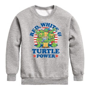 Boys' - Teenage Mutant Ninja Turtles - Red White Turtle Power Graphic Long Sleeve Fleece Sweatshirt - 1 of 4