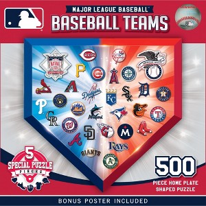 MasterPieces 500 Piece Jigsaw Puzzle - MLB Home Plate Shaped - 22.6"x22" - 1 of 4