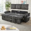 TiramisuBest Convertible Corduroy Sleeper Sofa Bed, 63" Pull Out Loveseat, 3 in 1 Sofa Couch with Adjustable Backrest, USB Ports,Dark Grey - 3 of 4
