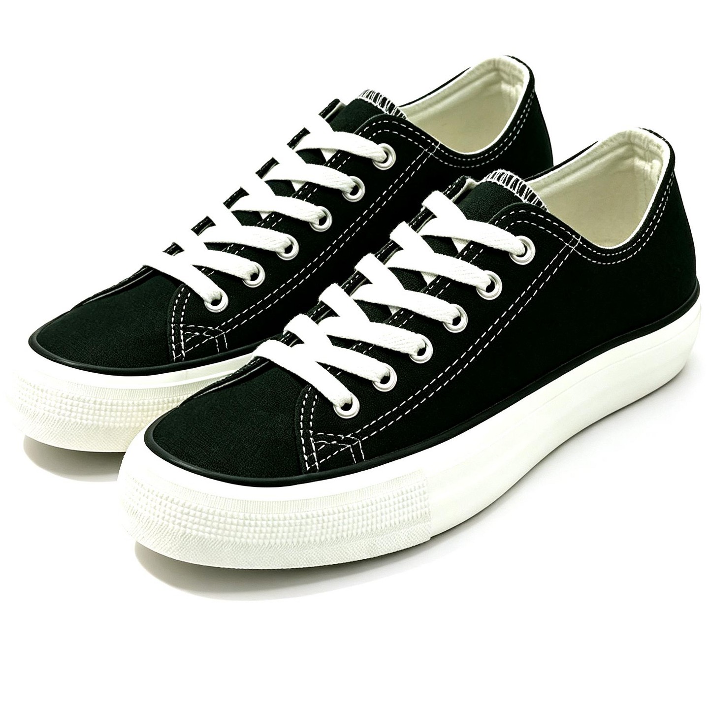 Мужские кроссовки Bangka Canvas Sneakers Classic Lace Up Fashion Casual Shoes, Black, цвет: Чёрный — фото 2