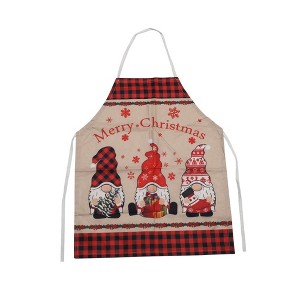 Unique Bargains Christmas Aprons Cotton Linen Black Red Beige White 26.77"x21.65" 1 Pcs - 1 of 4