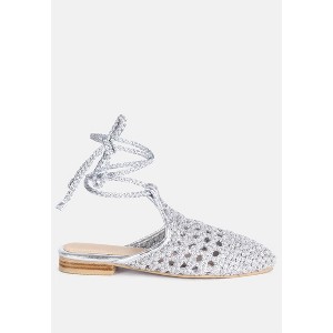 Bartsi Handwoven Cotton Tie Up Mule Flats Women - 1 of 4