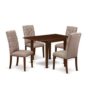 Kitchen Table Set 5 Piece - Modern Dinette Set with 4 Parsons Chairs & Drop Leaf Table - Hardwood Dining Furniture - 1 of 4