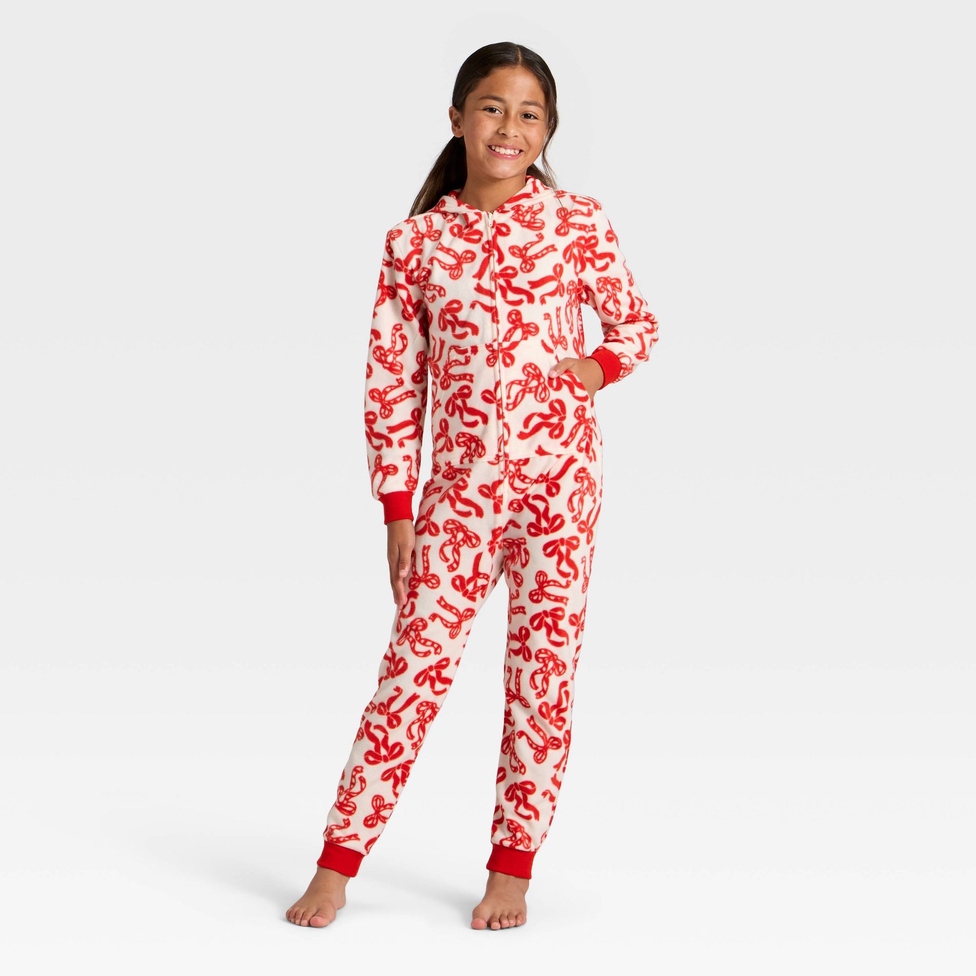 Girls' Holiday Bows Union Suit - Cat & Jack™ Red