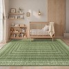 Washable Area Rug for Living Room, Green Geometric Bordered Bedroom Rugs, Ultra Thin Soft Non Slip Large Under Table Carpet - 3 of 4