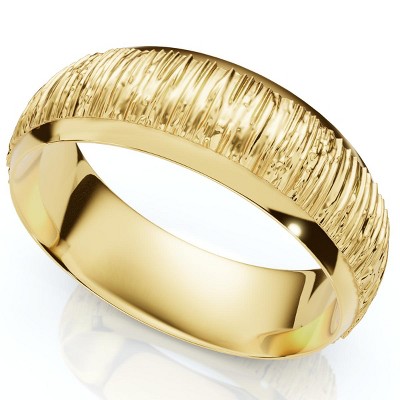 Pompeii3 Mens 14k Yellow Gold Wedding Ring Brushed Band New