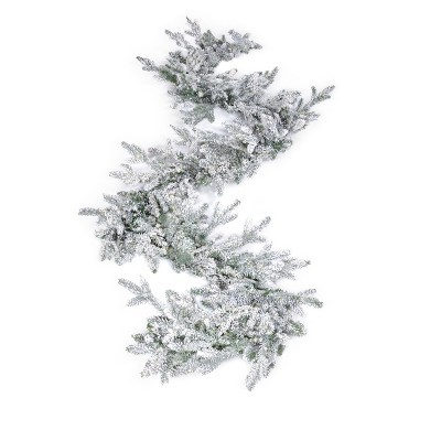 King of Christmas 9ft Christmas Garland, Queen Flock Artificial Snow Flocked Garland