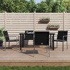 vidaXL 5 Piece Patio Dining Set with Cushions Poly Rattan and Steel - Black 63" Table Length 4 Chairs - 2 of 4