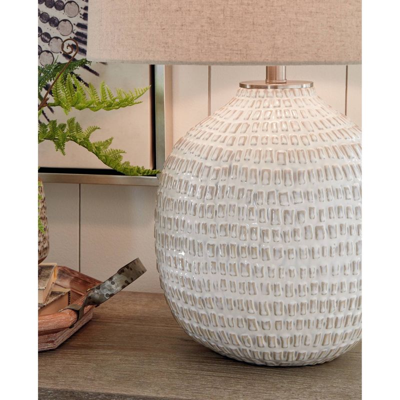 Jamon Ceramic Table Lamp Beige - Signature Design by Ashley, 3 of 4