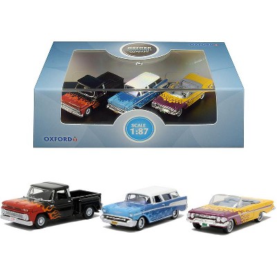 "Chevrolet Hot Rods" Set of 3 pieces 1/87 (HO) Scale Diecast Model Cars by Oxford Diecast