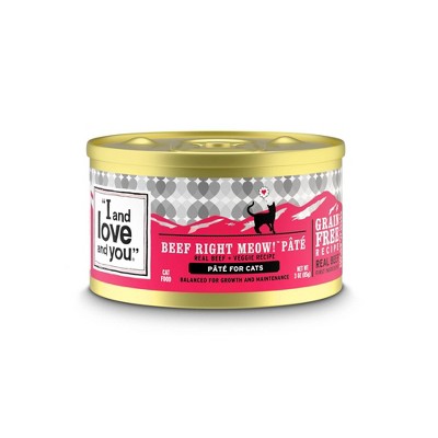 I and Love and You Beef Right Meow Pate Wet Cat Food - 3oz