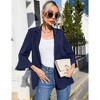 Womens 3/4 Sleeve Casual Blazer Lightweight Jacket with Ruffle Sleeve Open Front Plaid Longline Blazer Jacket Notched Lapel Womens Blazer Cardigan - 2 of 4