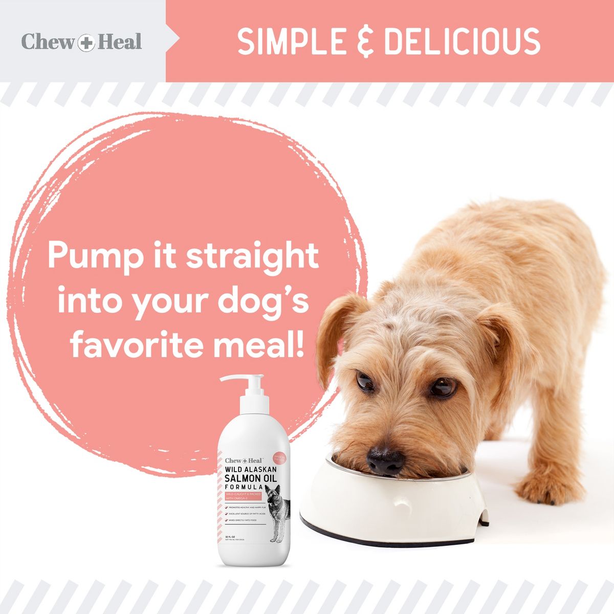 Chew + Heal Pure Wild Alaskan Omega Salmon Oil Formula Skin & Coat Liquid Supplement for Dogs - thumbnail 6