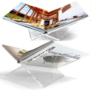 Large Clear Acrylic Book Stand 12.5"x9.5"x5.5”, Book Holder for Display & Reading Cookbooks, Art Books, Magazines - 1 of 4