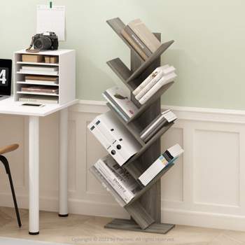 Furinno Tree Bookshelf 9-Tier Floor Standing Tree Bookcase, French Oak