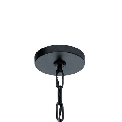 Modern Matte Black Polished Nickel 6-Light Cage Chandelier