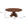 HomeRoots 58" Brown Solid Wood Pedestal Base Round Top Dining Table - 3 of 4