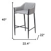 HomeRoots 30" Slate Gray And Black Fabric And Steel Bar Height Bar Chair - 3 of 4