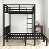 Twin Over Twin & Queen Metal Triple Bunk Bed with Guardrails, Shelves and Ladder, Space-Saving Convertible Bed Frame ,kids bed - 3 of 4