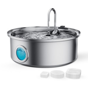 Oneisall PWF-002-B Standard (3 Filters) 7L Stainless Steel Pet Automatic Water Fountain: Quiet, Triple Filtration (Black Friday Sale) - 1 of 4